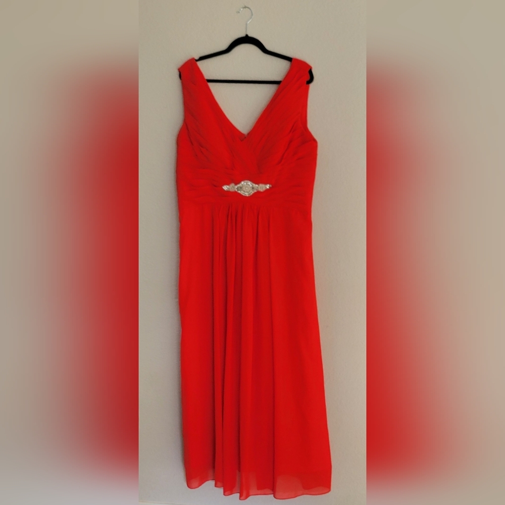Elegant Red Evening Dress Maxi XL 16